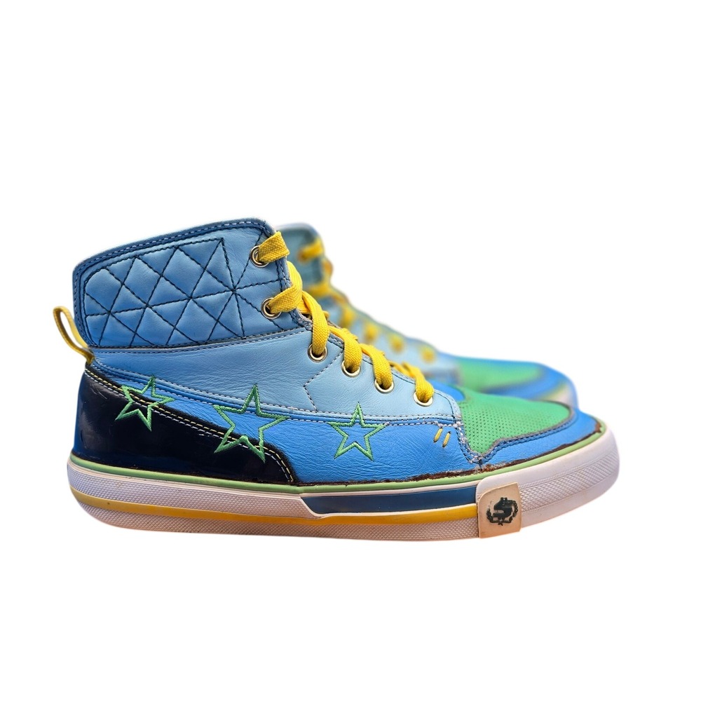Rare Shmack Crowbar‎ High Top Blue Lime Y2K Streetwear Shoes Men's 8.5